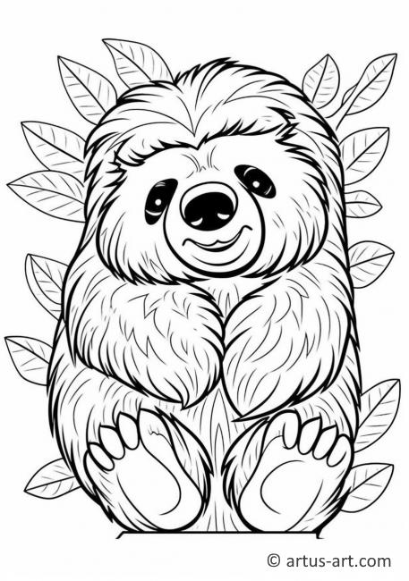 Página para colorir de urso-preguiça fofo